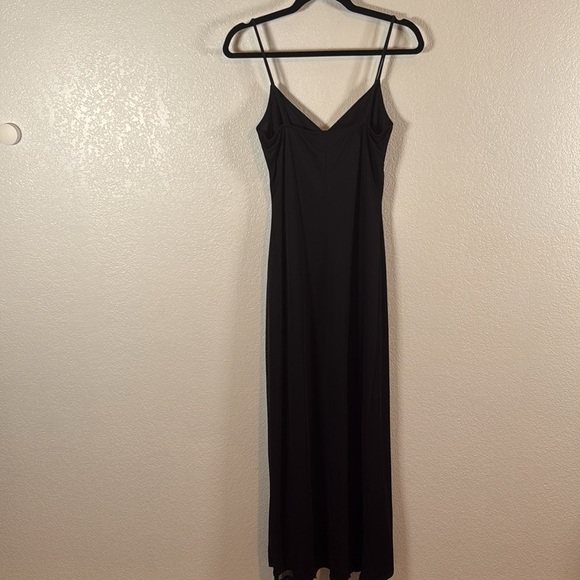 Taboo Vintage Y2K Black Empire Waist Rhinestones Sheer Layer Maxi Dress Size M - Picture 6 of 9